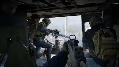 WARDOGS squad riding in a transport vehicle